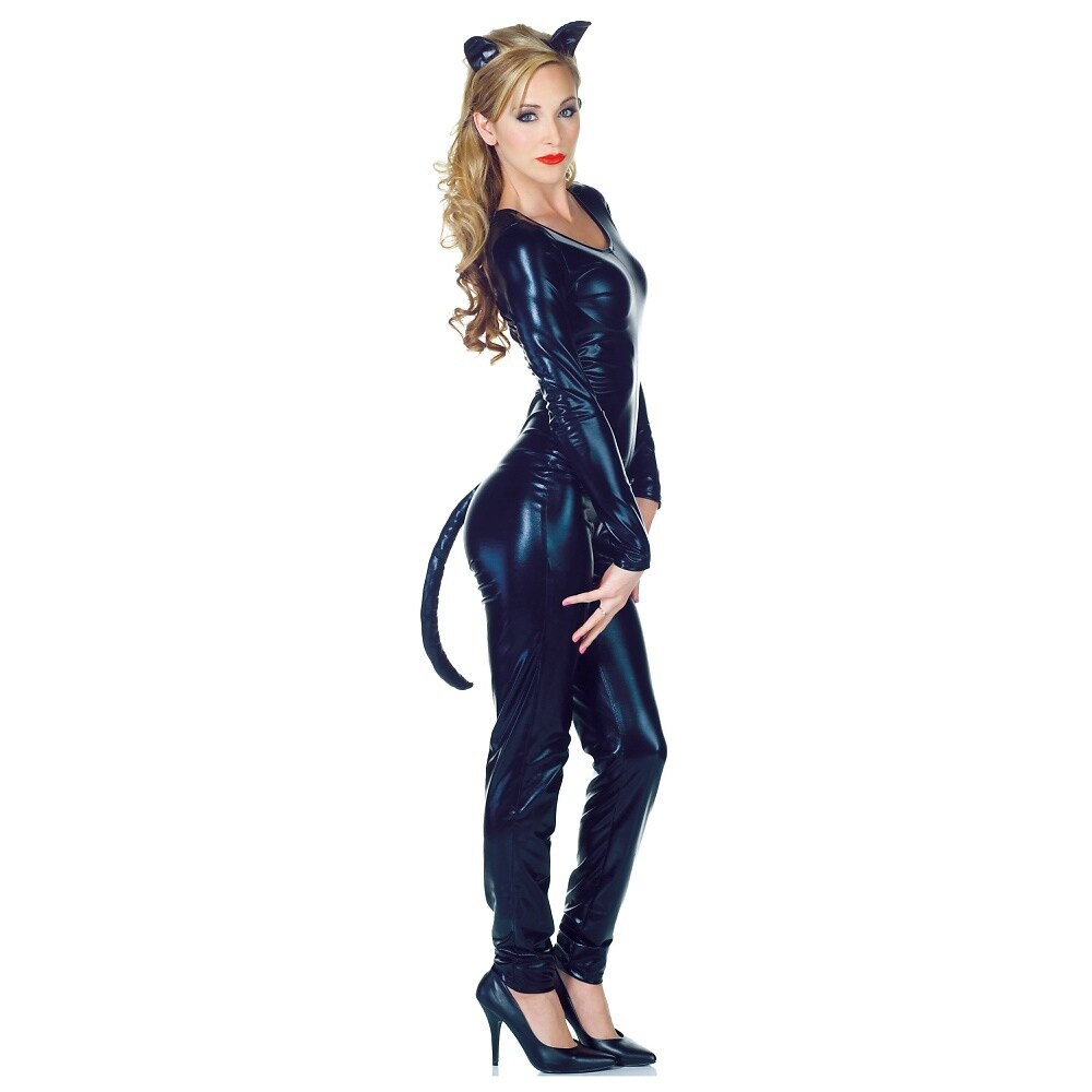 Shop Black Vinyl Cat Ears And Tail Set Adult Costume Accessory Kit