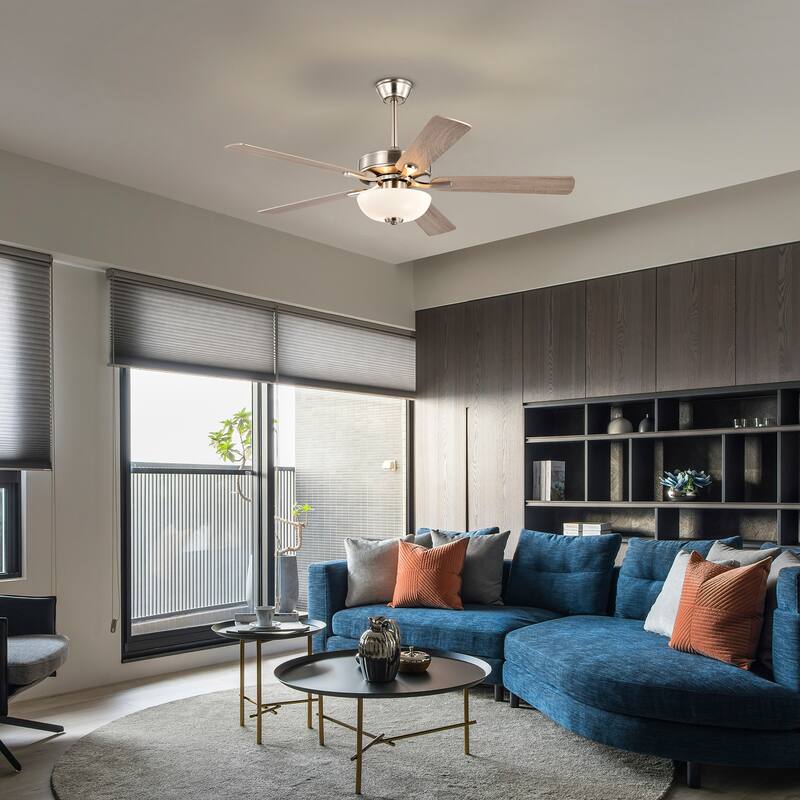 52-in Matte Black/Brushed Nickel/White 5-Blade Indoor Reversible Ceiling Fan with LED Light and Remote Control - 52 inch