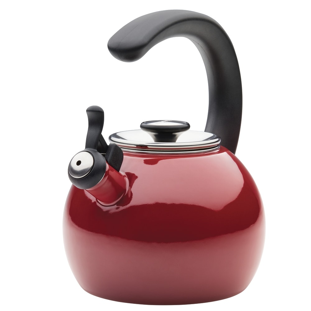 STP-Goods 2.7-Quart Red White Polka Dot Enamel on Steel Tea Kettle