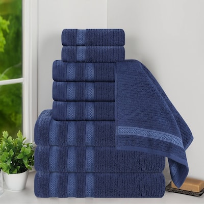 Superior Brea Zero Twist Cotton Ribbed Modern 9 Piece Bathroom Towel Set