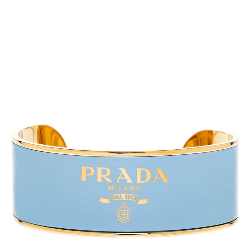 Prada Enameled Metal Cuff Bracelet - Medium - Light Blue