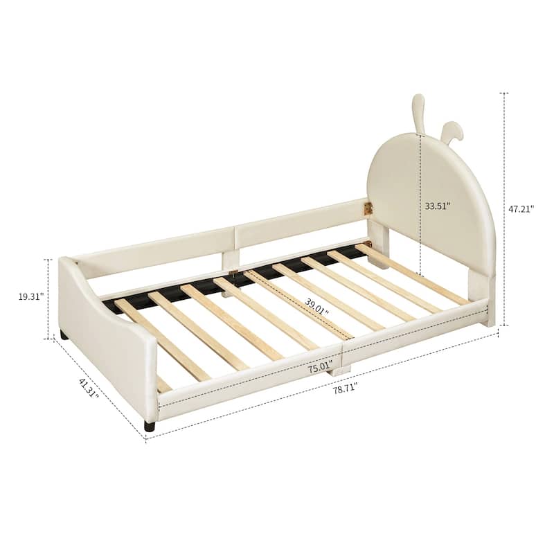 Stylish Lovely Twin Size Velvet Upholstered Platform Bed Frame with Unique Decorated Headboard