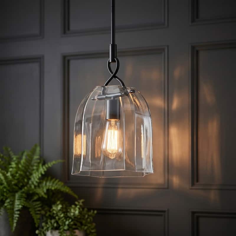 KAWOTI 59.75 in. Black Modern 1-Light Kitchen Island Pendant Light with Clear Glass Shade
