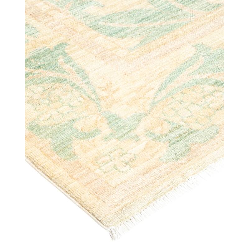 Overton Hand Knotted Wool Vintage Inspired Modern Contemporary Arts & Crafts Ivory Runner Rug
