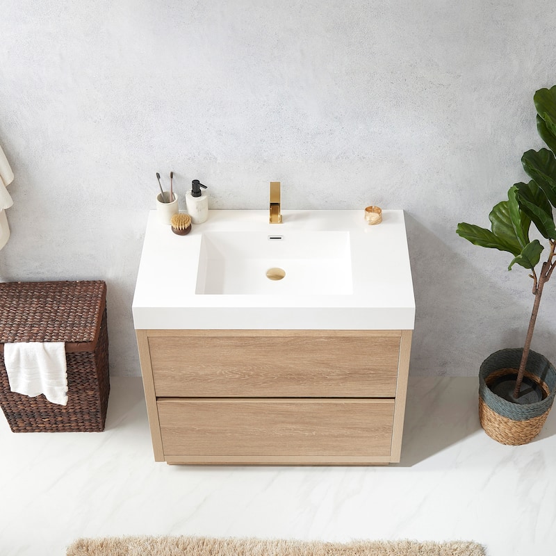 Huesca 36" Single Sink Bath Vanity with White Sink Top, no Mirror
