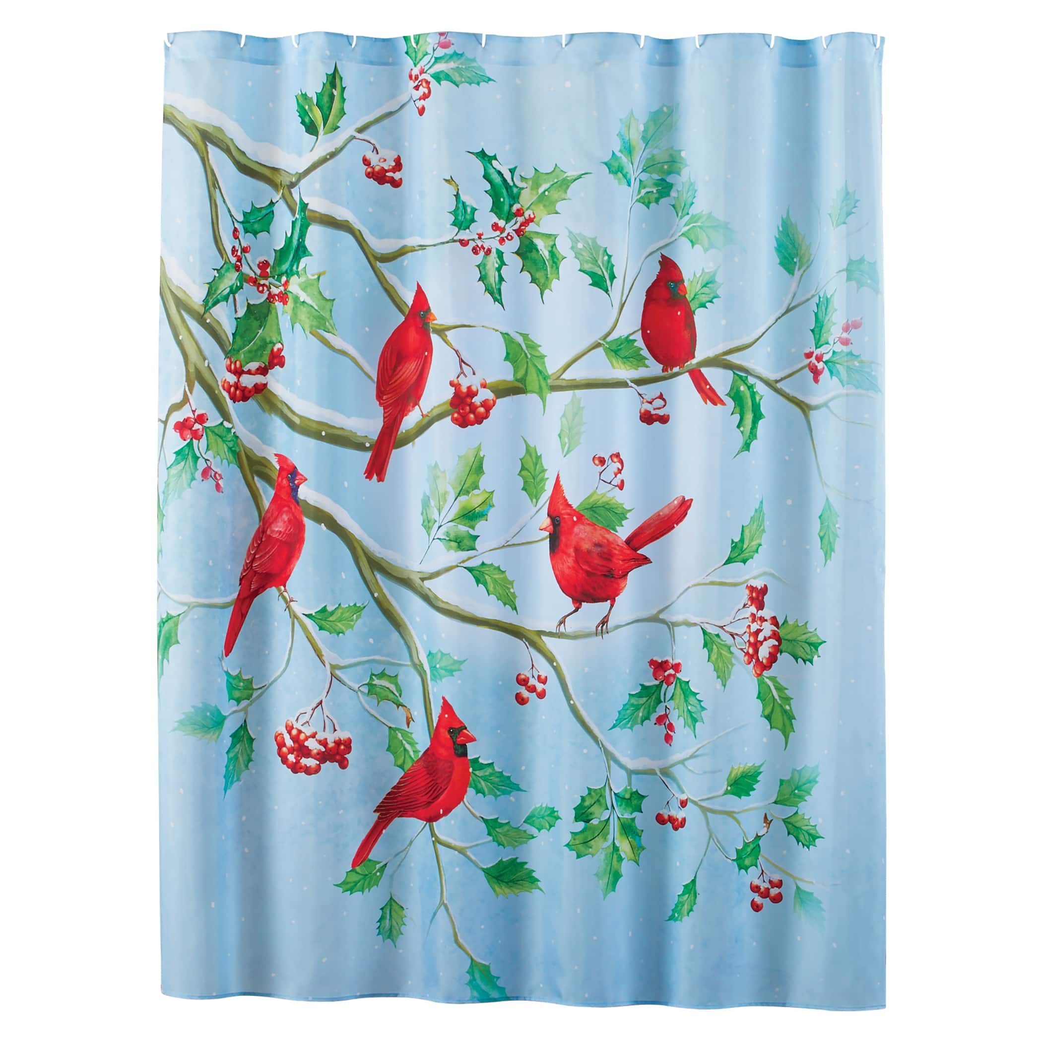 Cardinals On Branch Winter Holly Shower Curtain - On Sale - Bed Bath 