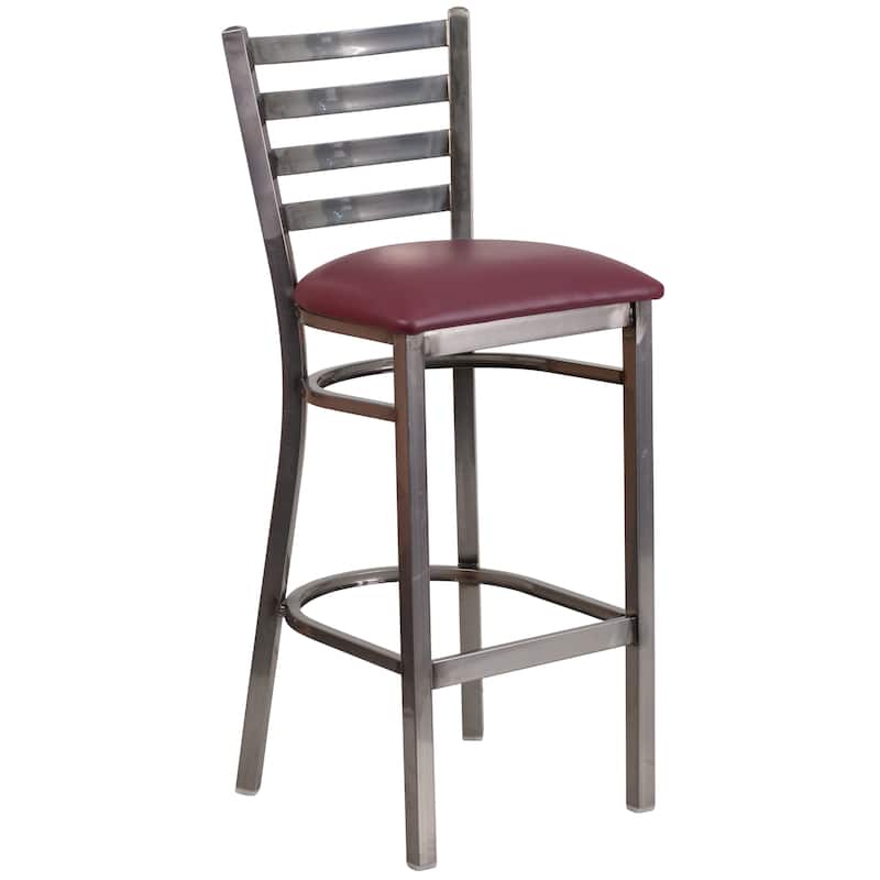 Clear Coated Ladder Back Metal Restaurant Barstool - 17"W x 18"D x 42.25"H