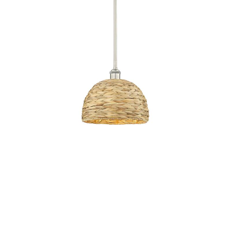 Innovations Lighting 616-1S-11-12 Woven Rattan Pendant Woven Rattan - Brushed Satin Nickel / Natural