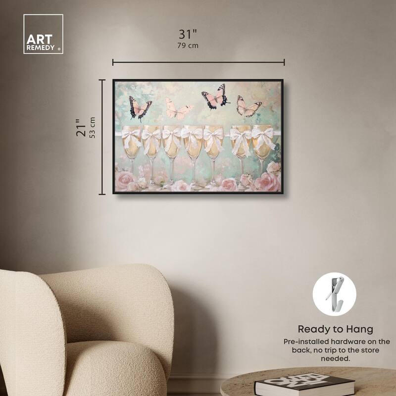 Champagne Mint and Pink Glass Canvas by Art Remedy