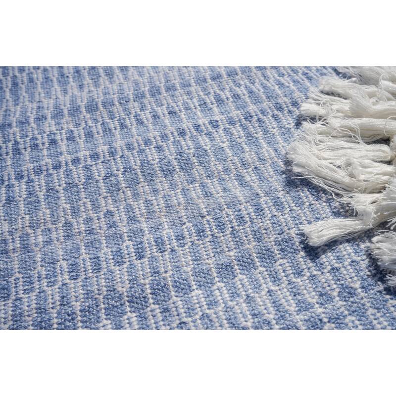 Florence Indoor/Outdoor Flatweave PET yarn Light Blue Area Rug.