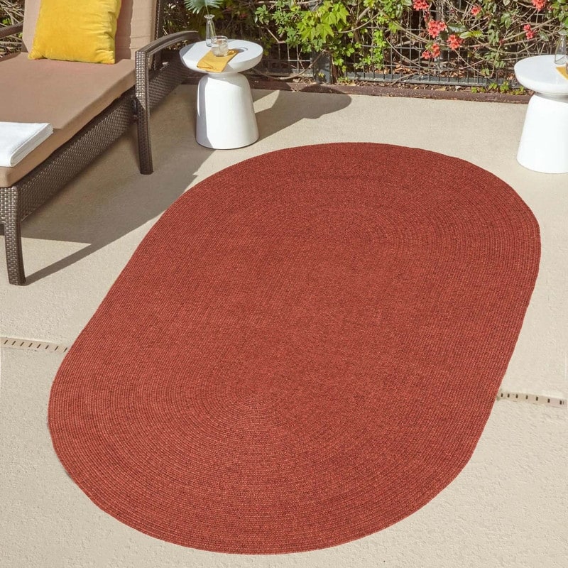 Superior Braided Reversible Indoor/Outdoor Area Rug - 4' X 6' Oval - Brick