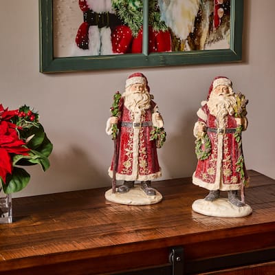 14" Resin Antique Santa Set