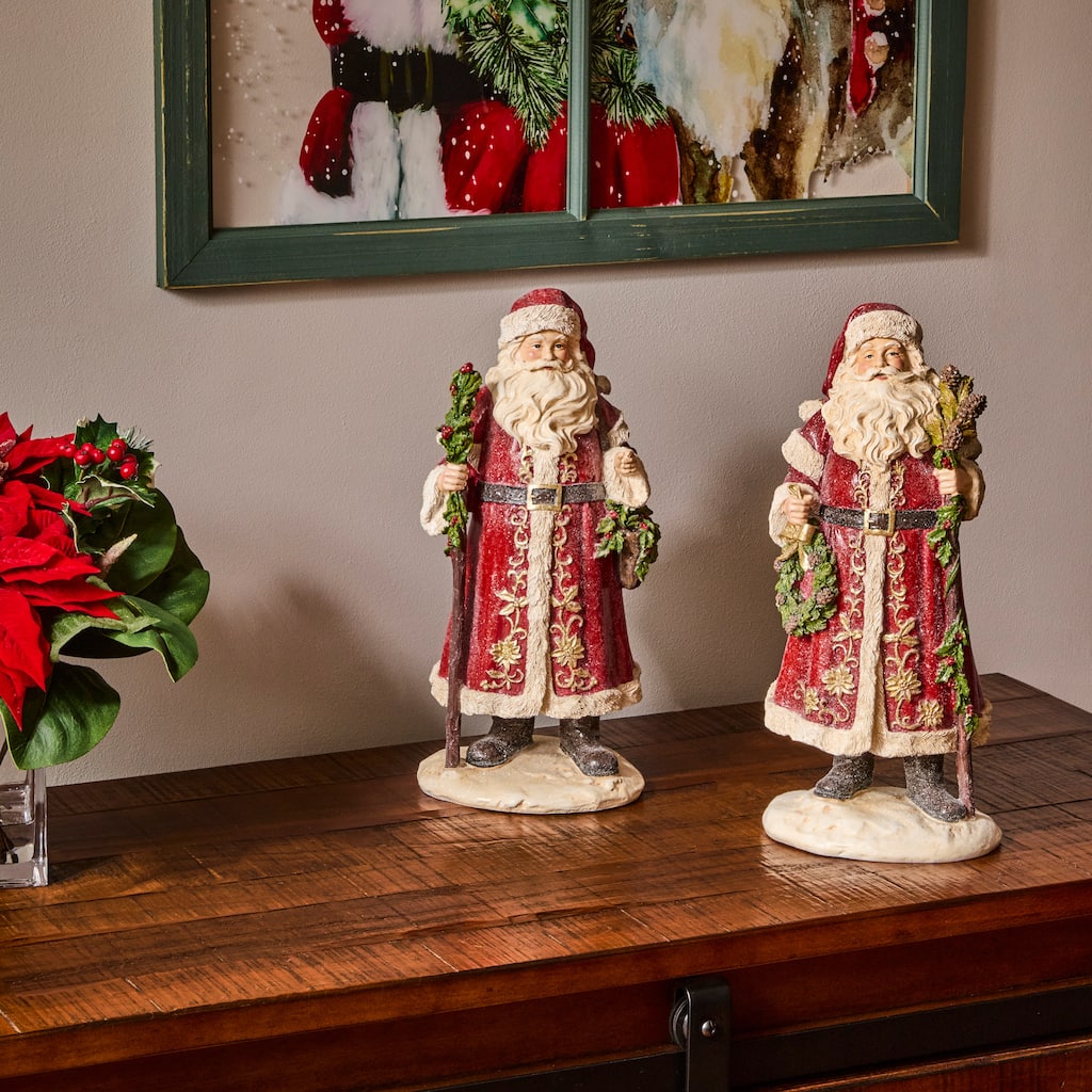 14" Resin Antique Santa Set