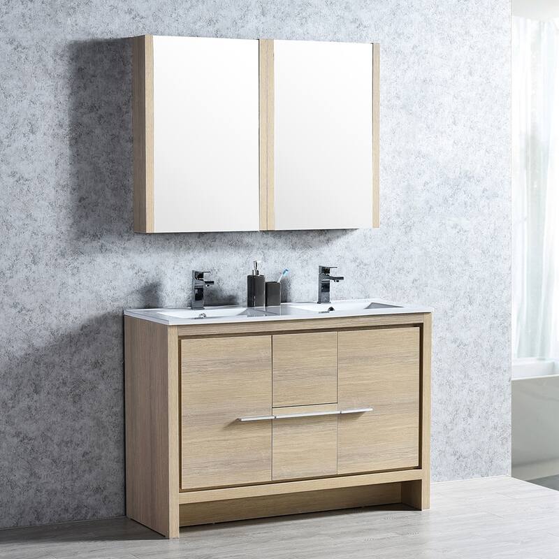 Solid Wood Bathroom Vanity with Mirror Medicine Cabinet
