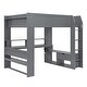 preview thumbnail 10 of 14, Grey Wood Full Size Gaming Loft Bed with Desk Storage Drawer Shelves