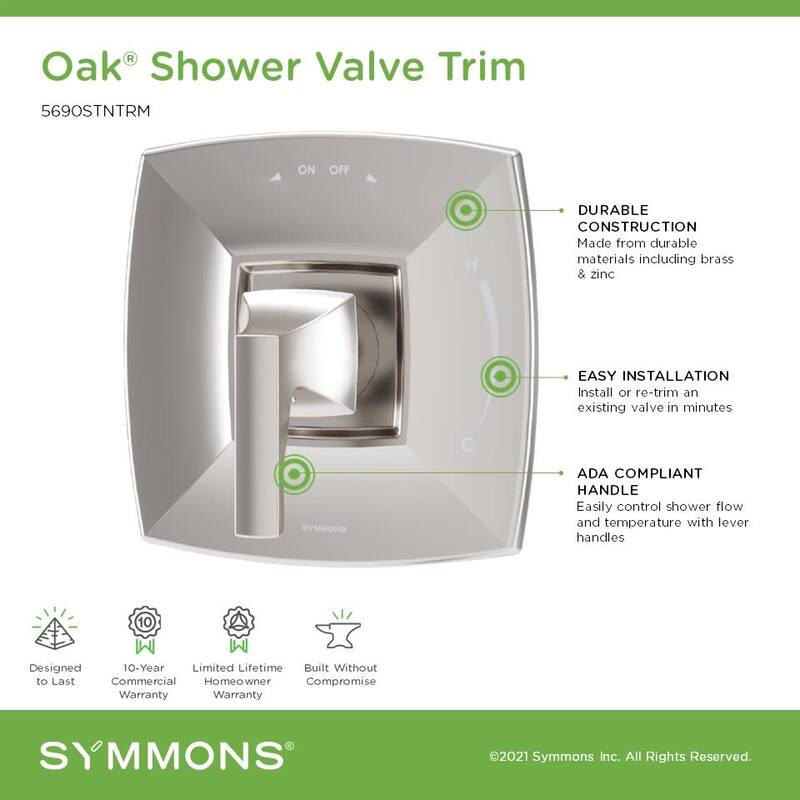 Symmons 5690TRM Oak Traditional Valve Trim Only with Single Lever