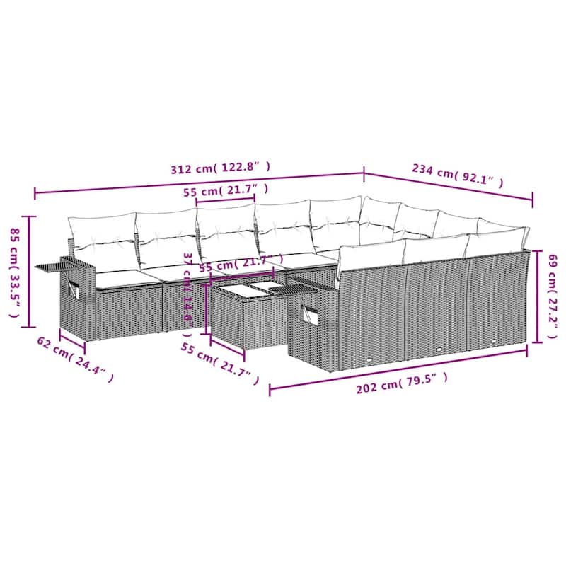 vidaXL Garden Sofa Set Black