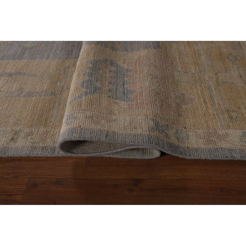 Vegetable Dye Blue Oushak Turkish Area Rug Hand-Knotted Wool Carpet - 8'3"x 10'3"