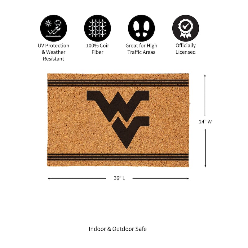 West Virginia University Monochrome Indoor/Outdoor Coir Door Mat
