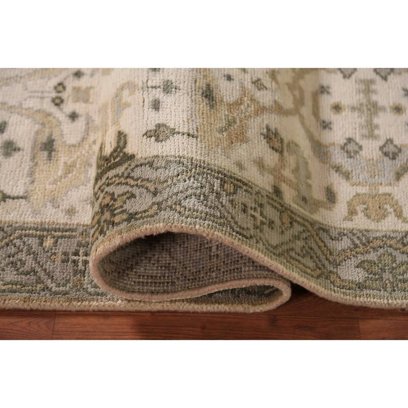 Ivory Oushak Oriental Runner Rug Handmade Wool Carpet - 2'7" x 8'2"