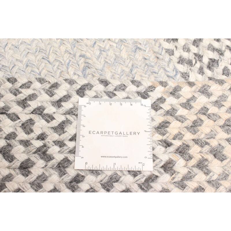 ECARPETGALLERY Braid weave Sienna Light Grey Wool Rug - 2'6 x 4'6