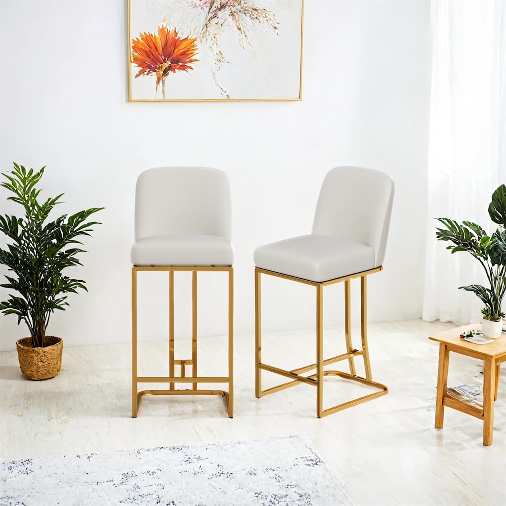 Set of 2 Modern Bar Stools Comfortable Counter Height Dining Chairs for Kitchen Island Restaurant or Home Bar