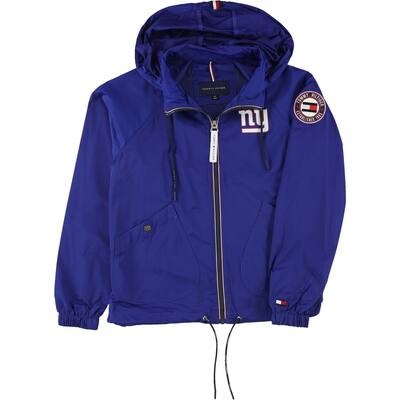 Tommy Hilfiger Womens New York Giants Windbreaker Jacket, Blue, Small