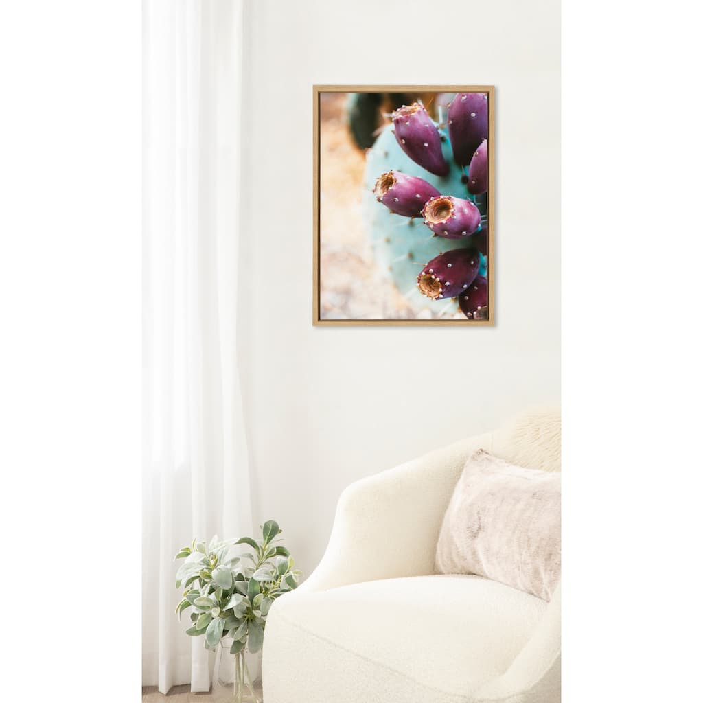 Kate and Laurel Sylvie Prickly Pear Framed Canvas by Stephanie Klatt