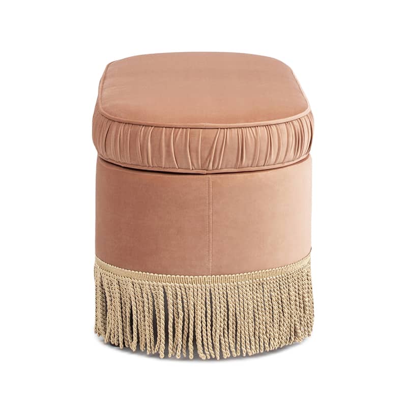 Serena 38" Ruched Oval Storage Bench Ottoman