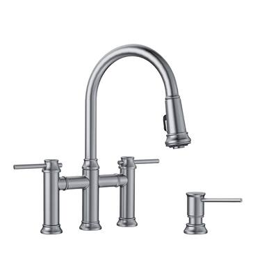 Blanco Empressa Pull-Down Bridge Faucet with Soap Dispenser - 13" x 9" x 16.38"
