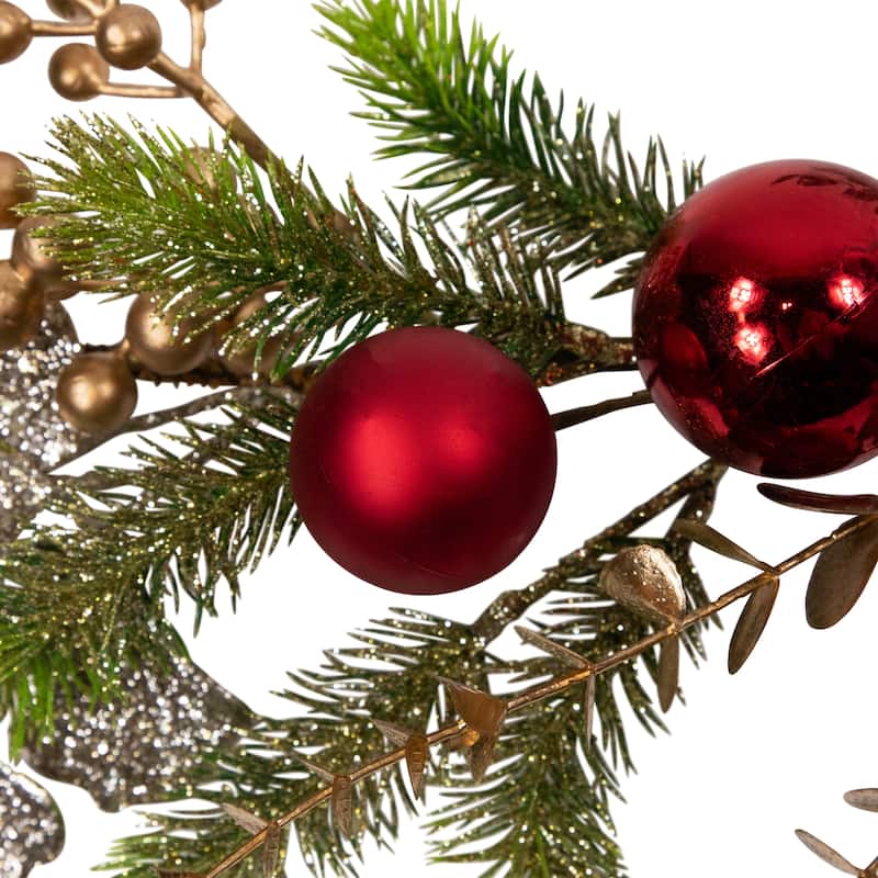 Ball Ornaments Glittered Artificial Christmas Garland - 5' x 10" - Unlit - 5' x 10"