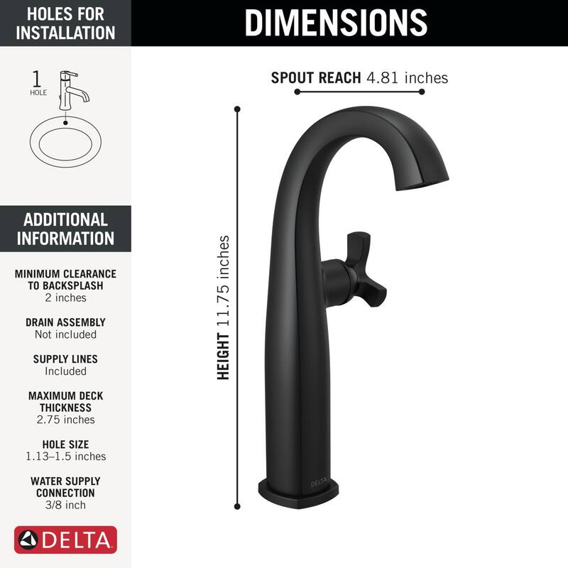 Delta 7776-DST Stryke 1.2 GPM Vessel Single Hole Bathroom Faucet with - Lumicoat Champagne Bronze