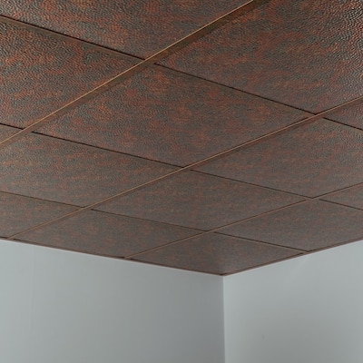 FASÄDE Border Fill Decorative Vinyl 2ft x 2ft Lay in Ceiling Panel in Copper Fantasy (5 Pack)