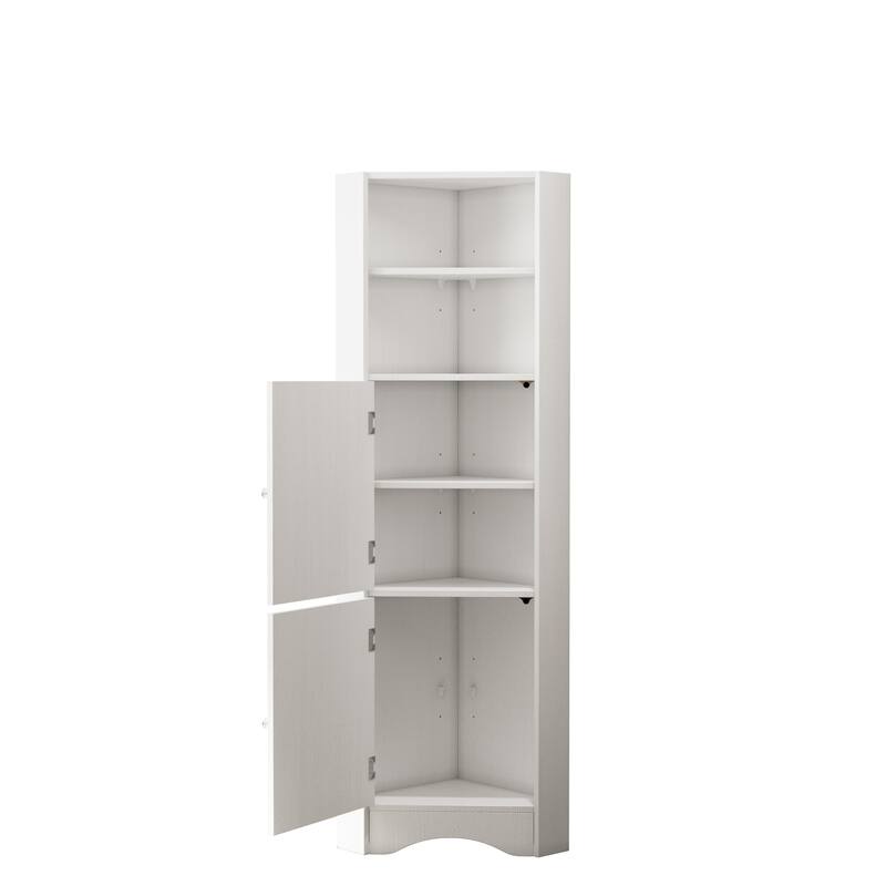 Bathroom Corner Cabinet with Doors and Adjustable Shelves
