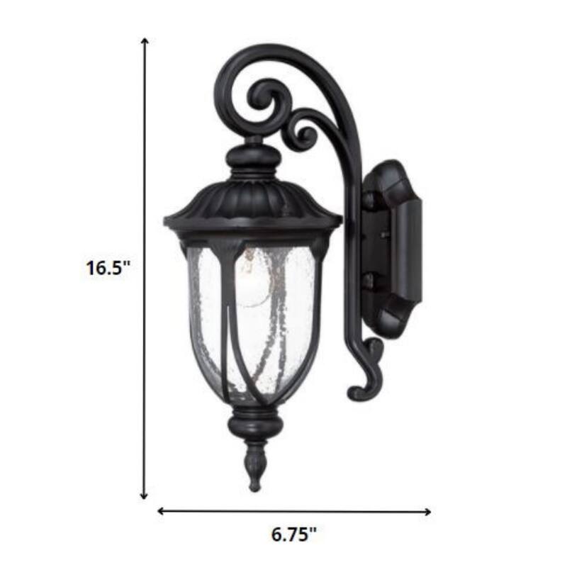 Aluminum Outdoor Wall Sconce with Seeded Glass Hardwired, LED - 9”x 6.75” x 16.5” (D x W x H)