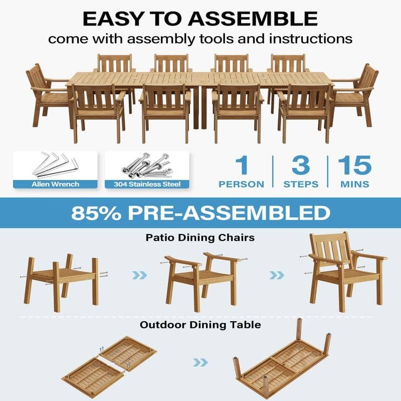 WINSOON HIPS All Weather Outdoor Patio Dining Sets with Umbrella Hole& Aluminum Frame