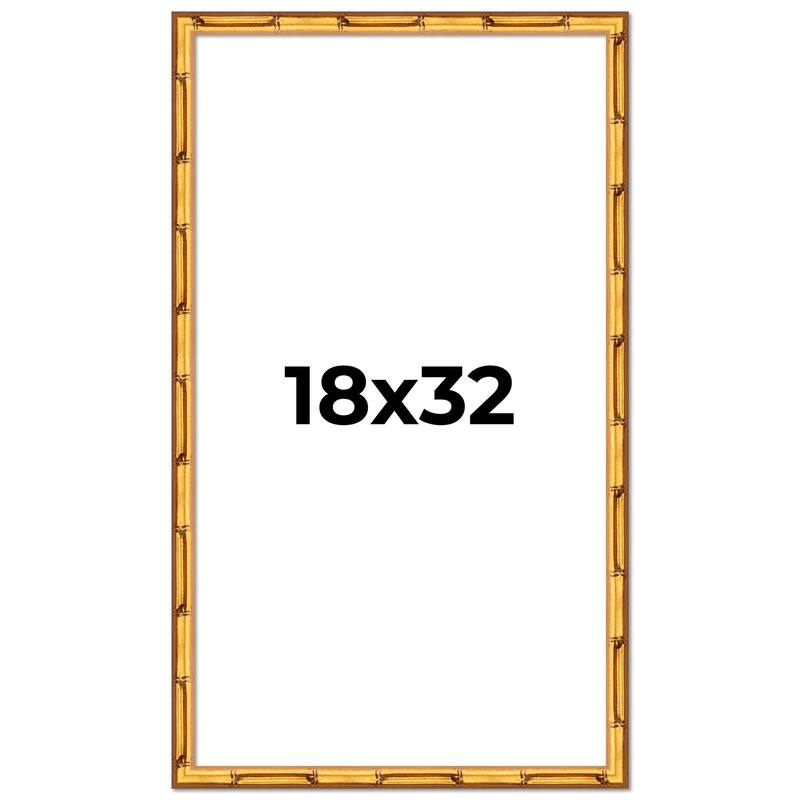 18x32 Frame Gold Bamboo Solid Wood Picture Frame | 1 Inch Moulding