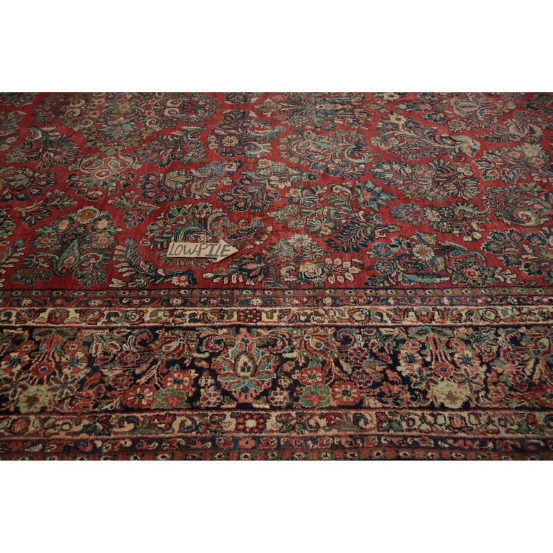 Hand Knotted Oriental 100% Wool Carpet Traditional Floral Oranges & Rust Sarouk Area Rug - 21' 3'' X 10' 7''