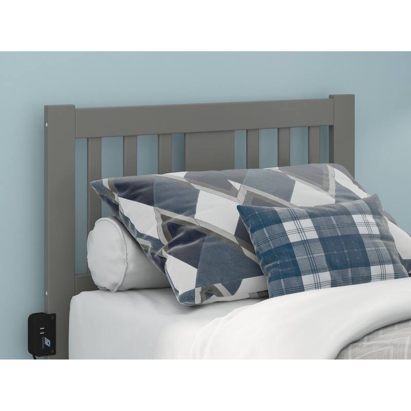 AFI Tahoe Headboard with Attachable Charger - Grey - Twin