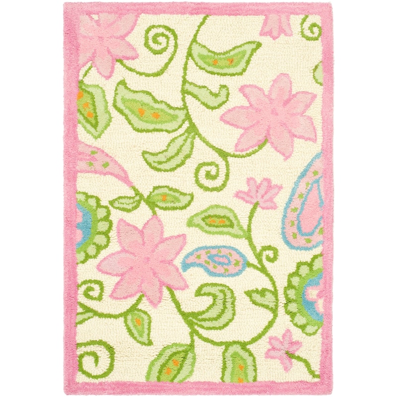 SAFAVIEH Handmade Kids Ingalill Wool Rug - 2' x 3' - Ivory/Pink - Rectangle