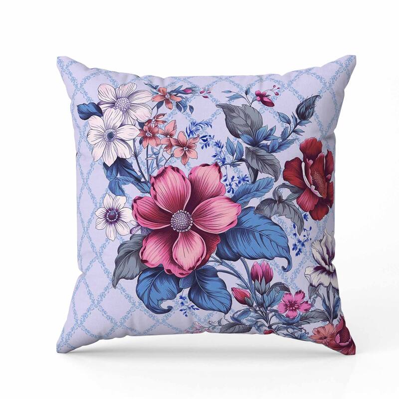 Wildflower Artistry Faux Suede Reversible Throw Pillow Blue and Red