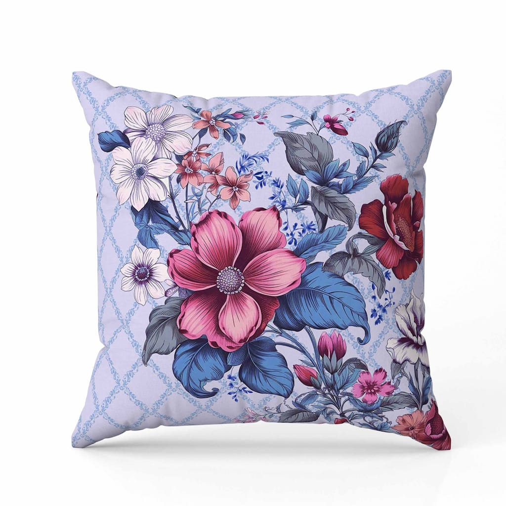Wildflower Artistry Indoor/Outdoor Reversible Throw Pillow Blue and Red