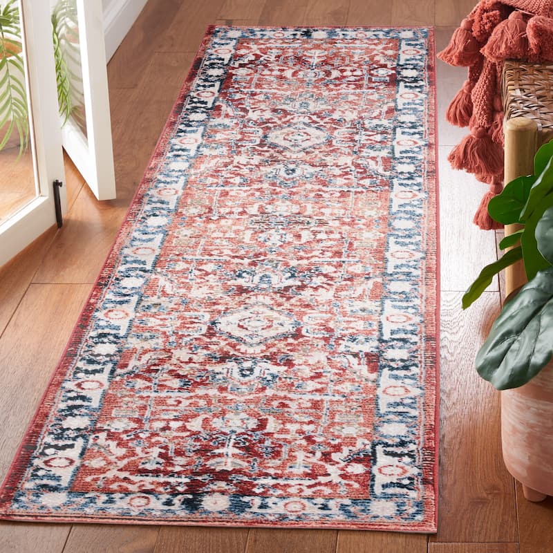 SAFAVIEH Rosewood Texas Traditional Oriental Rug - 2'3" x 8' Runner - Blue/Red