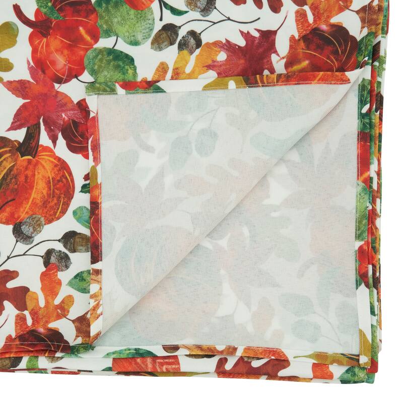 Fall Tablecloth With Pumpkin Foliage Design