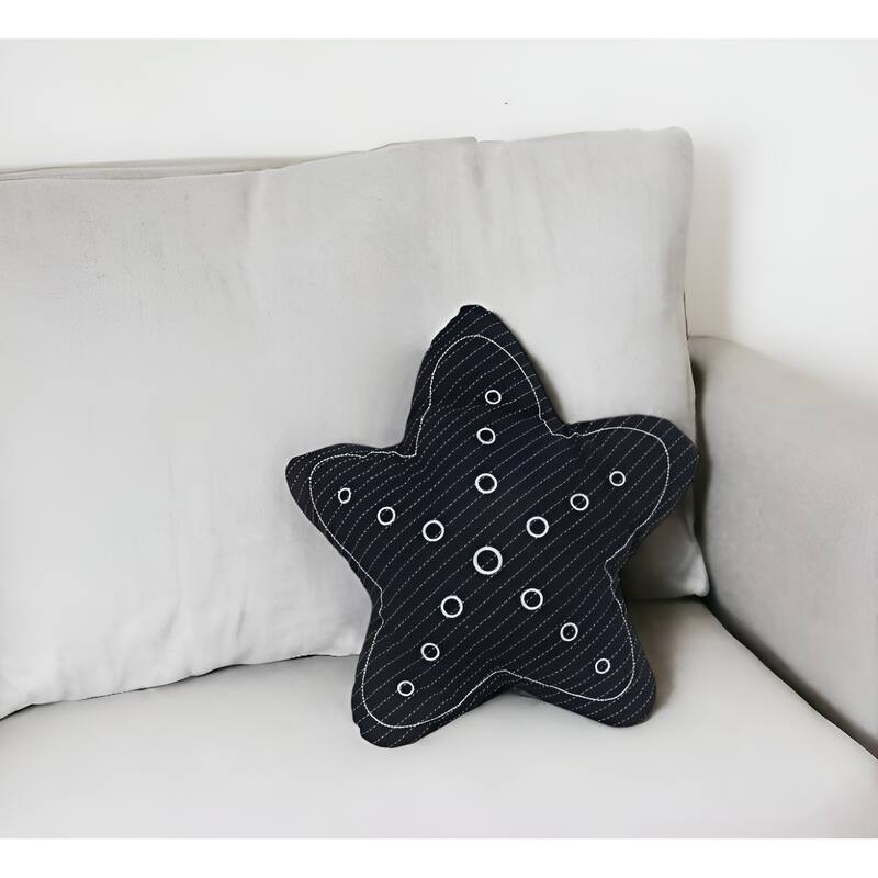 Set of Two 12" X 12" Blue and White Star Starfish Coastal Throw Pillow - Blue and White