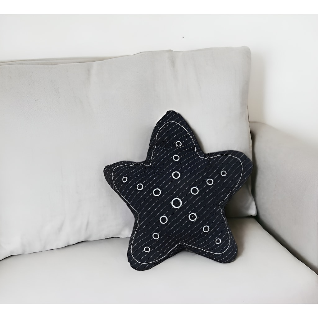 Set of Two 12" X 12" Blue and White Star Starfish Coastal Throw Pillow