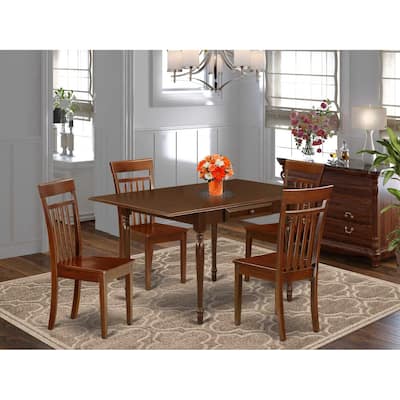 HomeStock 5-Pc Mahogany Finish Solid Wood Top - Dining Room Set with Dropleaf - Seats 4