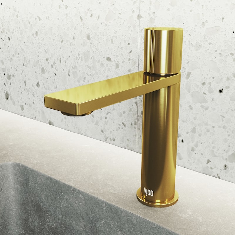 VIGO Halsey 8" H Single Handle Single Hole Bathroom Faucet - Without Extras - Matte Brushed Gold