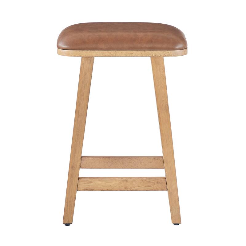 Bower Home Upholstered Wood Saddle Stools - Set of 2