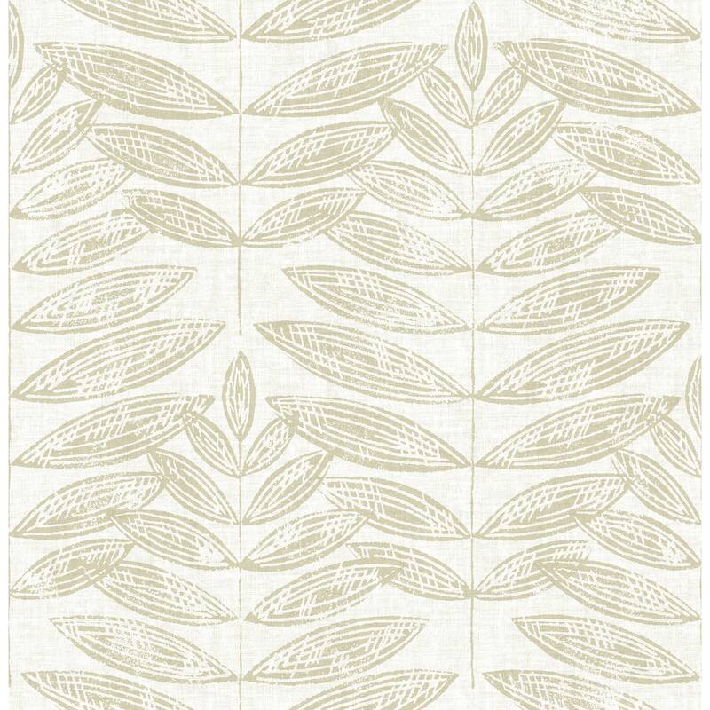 A-Street Prints Akira Taupe Leaf Wallpaper